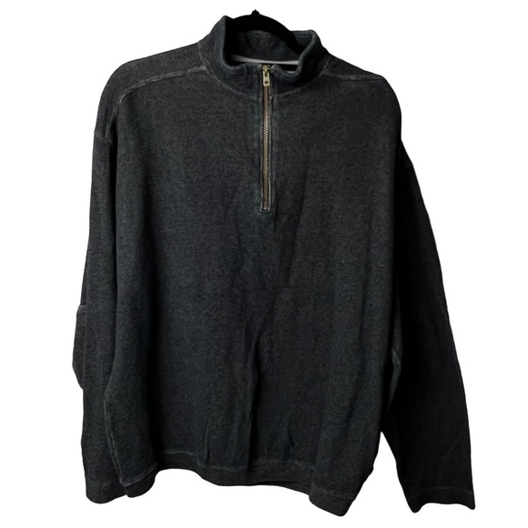 Woolrich Half Zip Pullover Mock neck Sweater Gray Elbow Patches Men's L - Picture 1 of 8